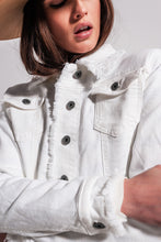 Load image into Gallery viewer, Raw Edge Denim Jacket in White