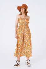 Load image into Gallery viewer, Maxi Beach Dress in Orange Flower Print