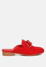 Load image into Gallery viewer, Krizia Chunky Chain Suede Slip on Mules