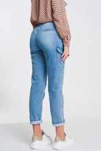 Load image into Gallery viewer, Paperbag Tie Waist Jeans in Light Blue