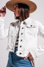 Load image into Gallery viewer, Raw Edge Denim Jacket in White