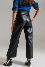 Load image into Gallery viewer, Black Palazzo-Style Faux Leather Pants