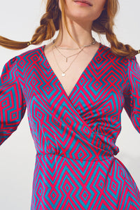 Mini Wrap Dress in Geo Print