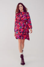 Load image into Gallery viewer, Layered Frill Mini Dress in Fucshia Floral