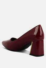 Load image into Gallery viewer, Zaila Metallic Accent Block Heel Pumps