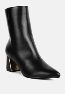 Kaira Metallic Accent Heel High Ankle Boots