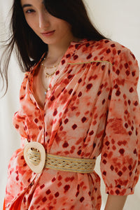 Orange Abstract Print Blouse