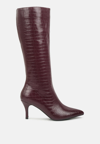 Uptown Pointed Mid Heel Calf Boots