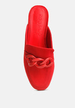 Load image into Gallery viewer, Krizia Chunky Chain Suede Slip on Mules