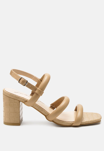 Slater Croc Skin Faux Leather Block Heel Sandals