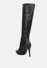 Load image into Gallery viewer, Indulgent High Heel Croc Calf Boots