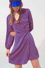 Load image into Gallery viewer, Mini Wrap Dress in Geo Print