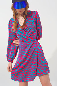 Mini Wrap Dress in Geo Print