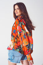 Load image into Gallery viewer, Floral Balloon Sleeves Chiffon Shirt in Black