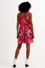 Load image into Gallery viewer, Hot Pink Short Dress With Flower Print and Straps