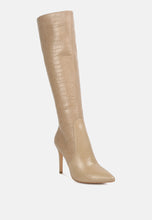 Load image into Gallery viewer, Indulgent High Heel Croc Calf Boots