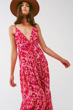 Load image into Gallery viewer, Floral Print Maxi Dress With v Neck in Pink