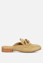 Load image into Gallery viewer, Krizia Chunky Chain Suede Slip on Mules