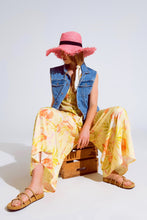 Load image into Gallery viewer, Maxi Yellow Jumpsuit in Tropical Print