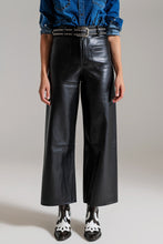 Load image into Gallery viewer, Black Palazzo-Style Faux Leather Pants