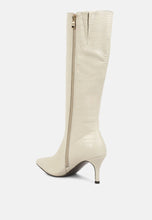 Load image into Gallery viewer, Uptown Pointed Mid Heel Calf Boots