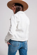 Load image into Gallery viewer, Raw Edge Denim Jacket in White