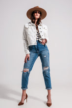 Load image into Gallery viewer, Raw Edge Denim Jacket in White