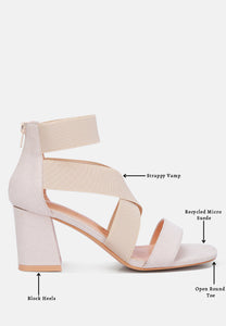 Benicia Elastic Strappy Block Heel Sandals