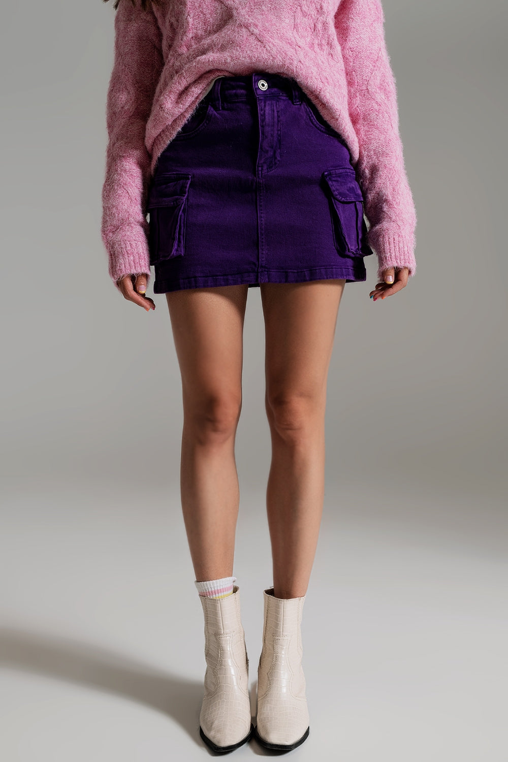 Cargo Mini Skirt in Purple