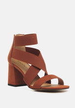 Load image into Gallery viewer, Benicia Elastic Strappy Block Heel Sandals