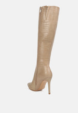 Load image into Gallery viewer, Indulgent High Heel Croc Calf Boots