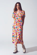 Load image into Gallery viewer, Midi Cinched in Wist Dress in Multicolor Floral Print