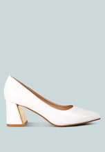 Load image into Gallery viewer, Zaila Metallic Accent Block Heel Pumps