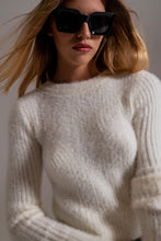 Load image into Gallery viewer, Ribbed Cropped Sweater in Ecru