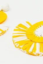 Load image into Gallery viewer, Maxi Dropped Raffia Earrings With Yellow and White Tassels