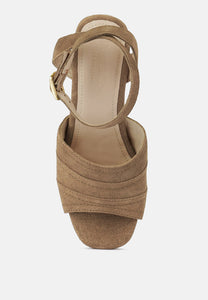 Mon-Beau Fine Suede Block Heeled Sandal