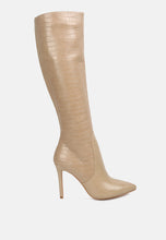 Load image into Gallery viewer, Indulgent High Heel Croc Calf Boots