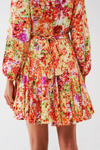 Load image into Gallery viewer, Floral Print Mini Dress with Ruffles