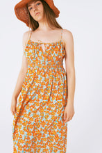 Load image into Gallery viewer, Maxi Beach Dress in Orange Flower Print