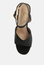 Load image into Gallery viewer, Nicholas Pleated Strap Block Heel Sandals