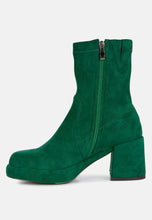 Load image into Gallery viewer, Two-Cubes Suede Platform Ankle Boots