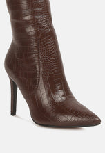 Load image into Gallery viewer, Indulgent High Heel Croc Calf Boots