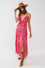 Load image into Gallery viewer, Floral Print Maxi Dress With v Neck in Pink