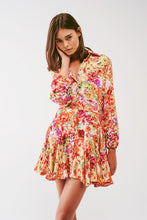 Load image into Gallery viewer, Floral Print Mini Dress with Ruffles