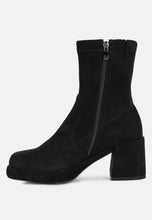 Load image into Gallery viewer, Two-Cubes Suede Platform Ankle Boots