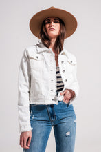 Load image into Gallery viewer, Raw Edge Denim Jacket in White