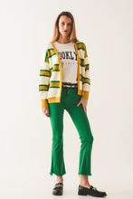 Load image into Gallery viewer, Flare Jeans With Raw Hem Edge in Bright Green