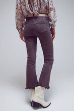 Load image into Gallery viewer, Flare Jeans With Raw Hem Edge in Dark Grey