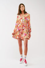 Load image into Gallery viewer, Floral Print Mini Dress with Ruffles