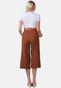 High Rise Cropped Culottes Trousers